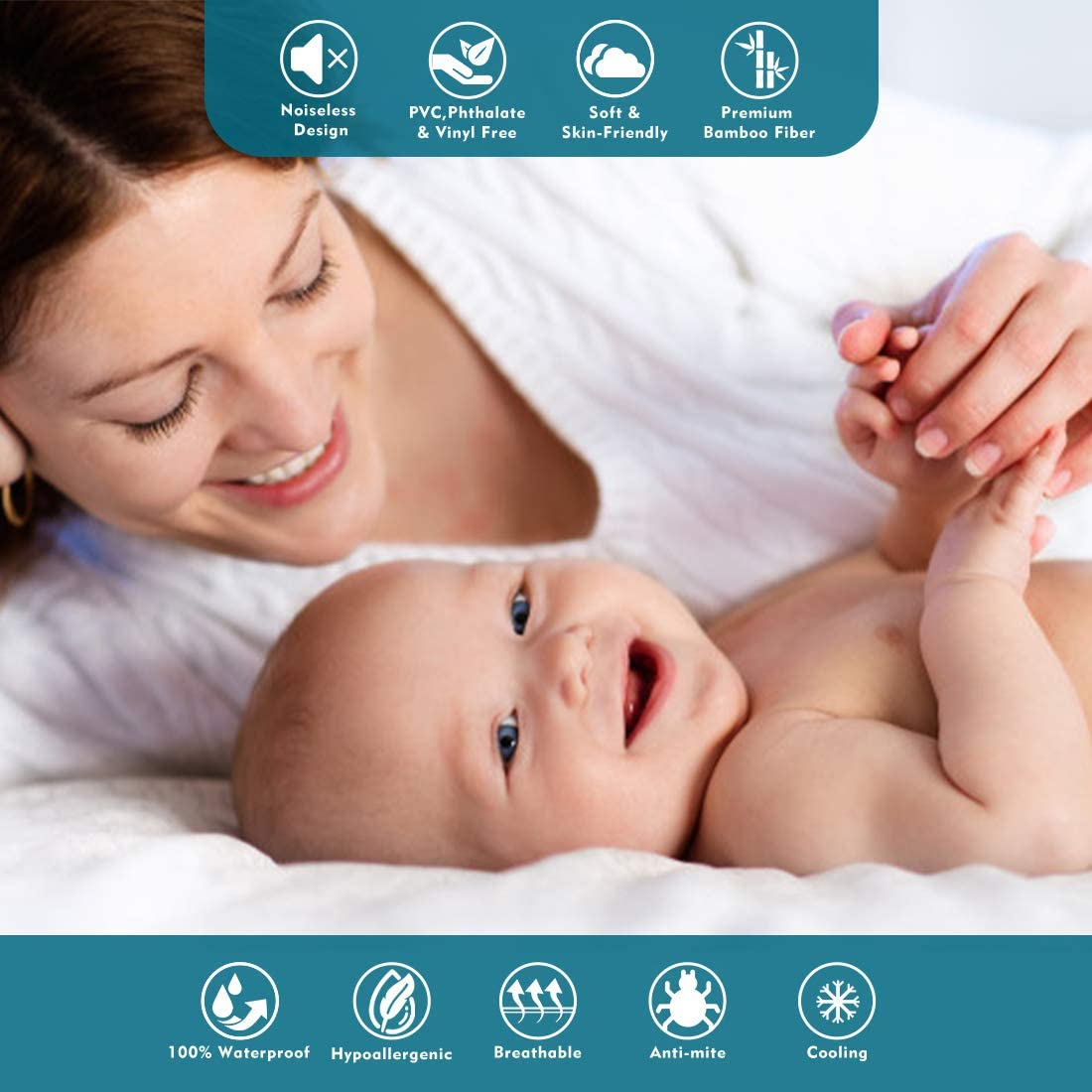 Bamboo Air Layer Fabric Mattress Protector Waterproof with Deep Pocket Skirt for Bed Mattress All Specifications
