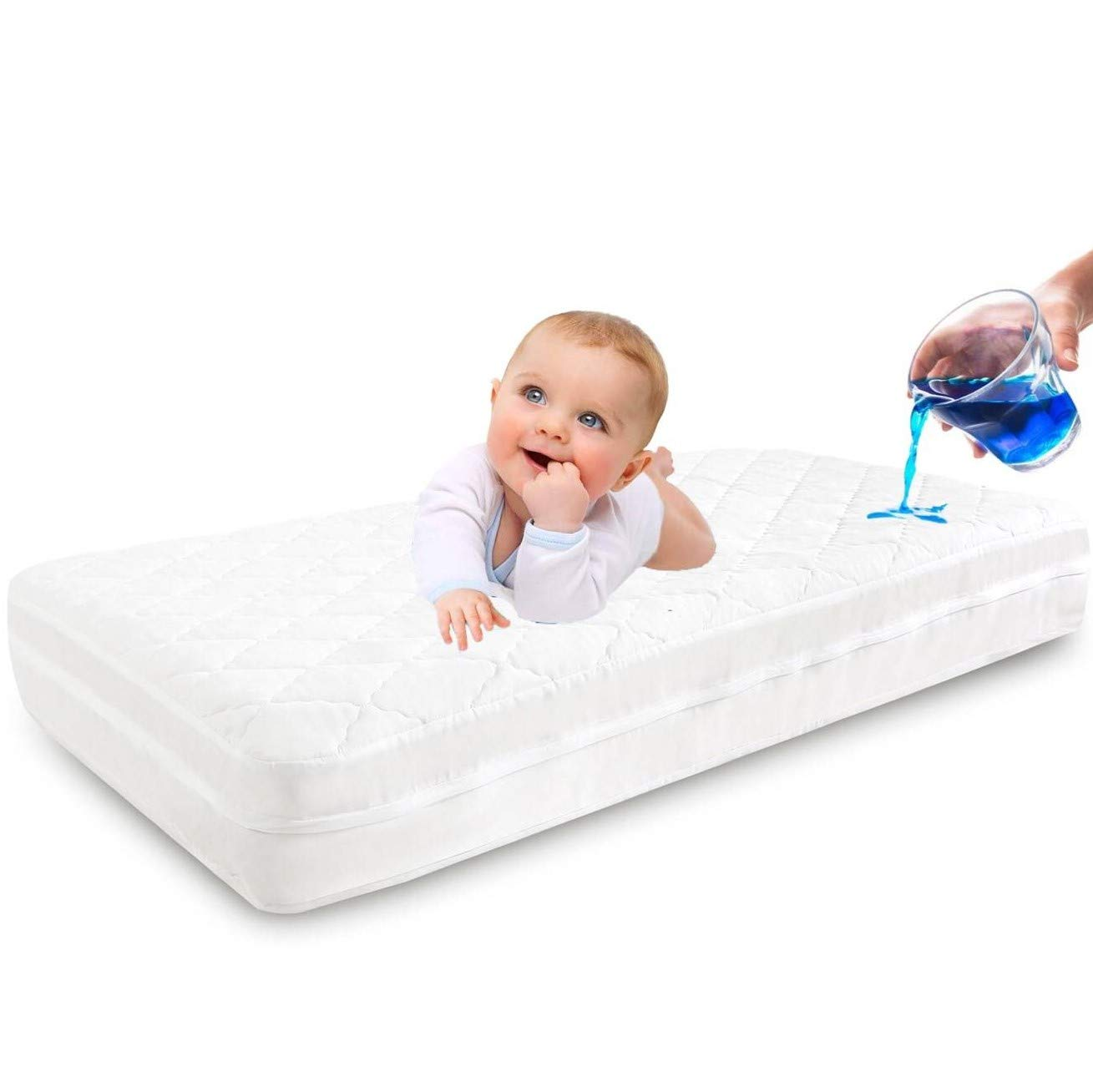 Premium Dust Mite Bacteria Resistant Hypoallergenic Fitted Deep Pocket Waterproof Crib Mattress Protector
