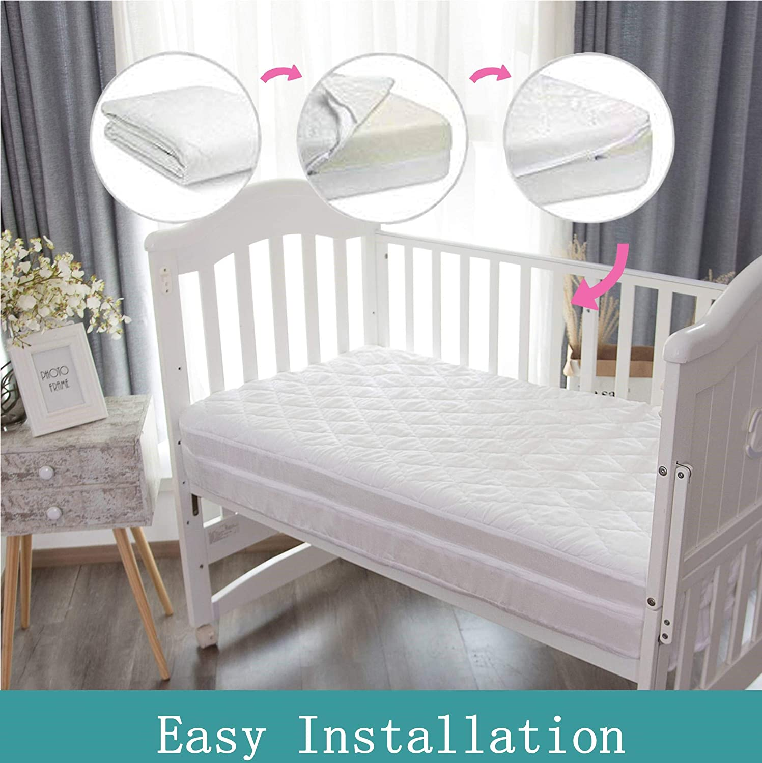 Premium Dust Mite Bacteria Resistant Hypoallergenic Fitted Deep Pocket Waterproof Crib Mattress Protector