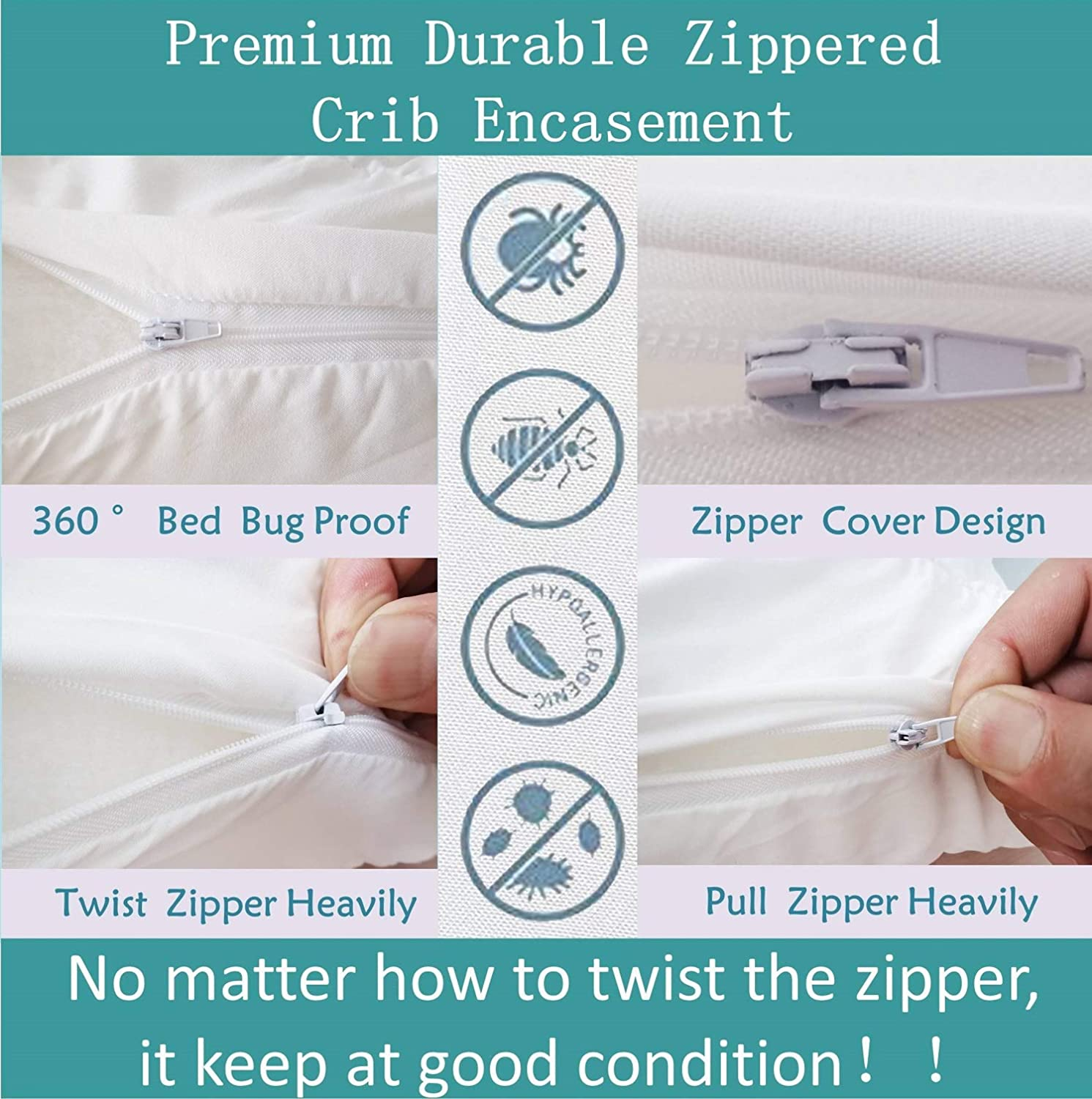 Premium Dust Mite Bacteria Resistant Hypoallergenic Fitted Deep Pocket Waterproof Crib Mattress Protector