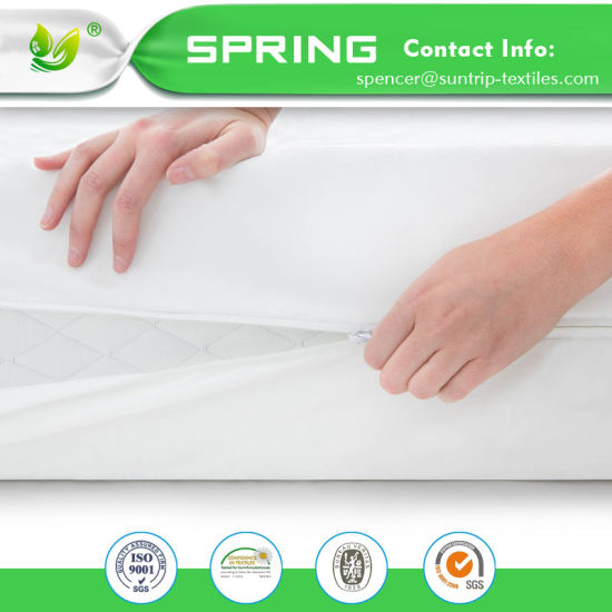 Hangzhou Textile Cotton and Polyester Twin Size Mattress Cover Anti-Dust Mite Mattress Encasement with TPU