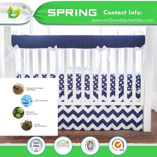 Exclusive Coolmax Bed Bug Proof Fitted Style White Crib Mattress Encasement with TPU
