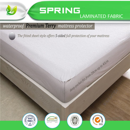 Terry Cloth Surface Queen Size Waterproof Bed Foam Topper for Hotels