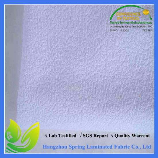 High Quality Waterproor Bamboo Terry Laminated Fabric with White PU
