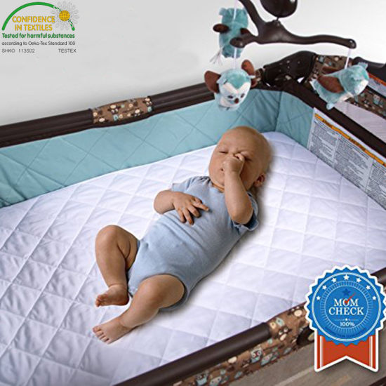 White Terry Quilted Safety Padded Breathable Ultra Absorbent Fitted Sheet Style Baby Crib Mattress Cover