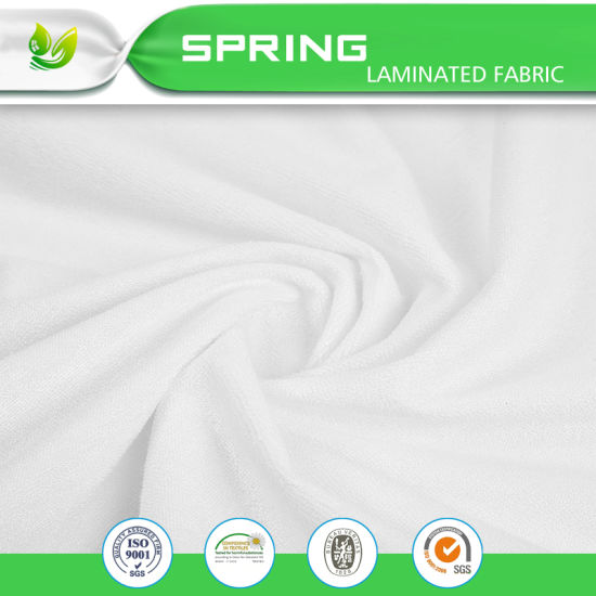 TPU Laminated White Waterproof 70%Bamboo 30%Poly Bamboo Terry Fabric