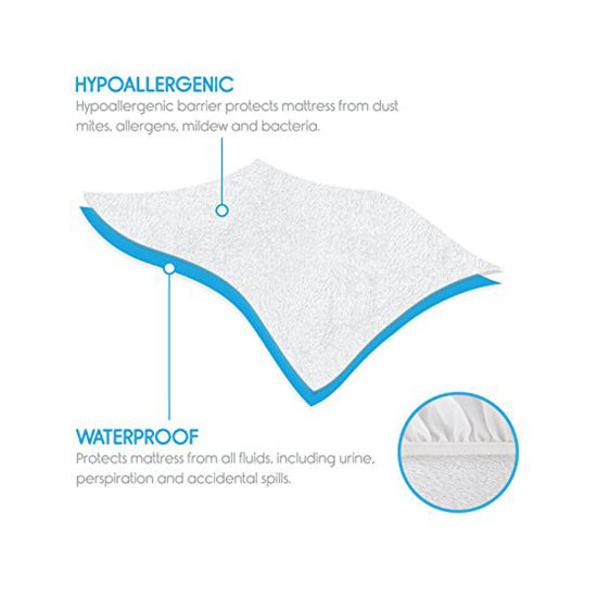 Queen Mattress Protector 100% Waterproof Mattress Pad Cover Breathable/Hypoallergenic/Vinyl Free