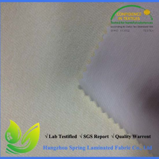 Yellow Color Cotton Rich Terry Towel Fabric Laminated with PU