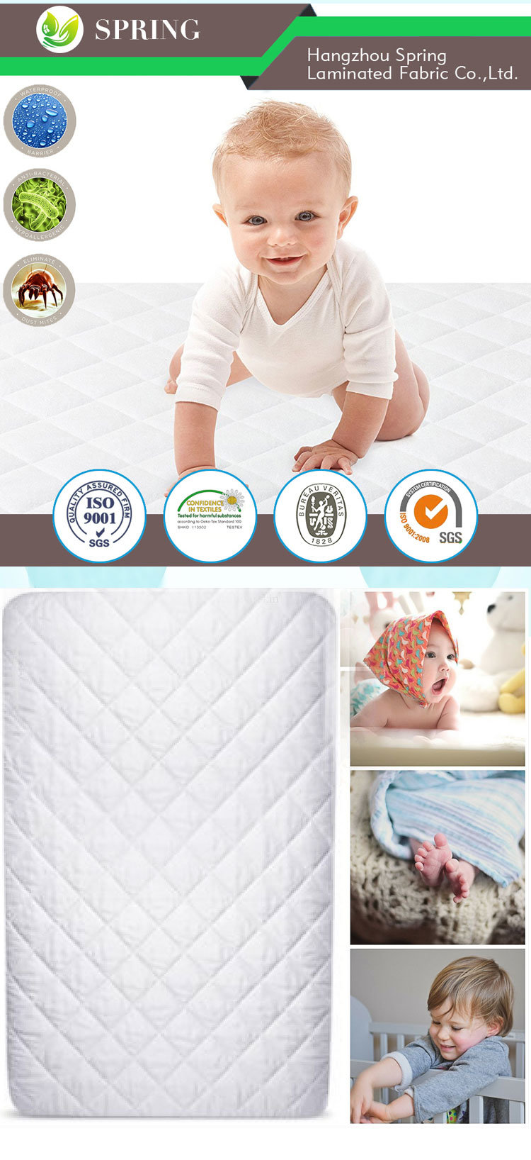 Cotton Terry Hypoallergenic Waterproof Mattress Protector Cover Mini Crib