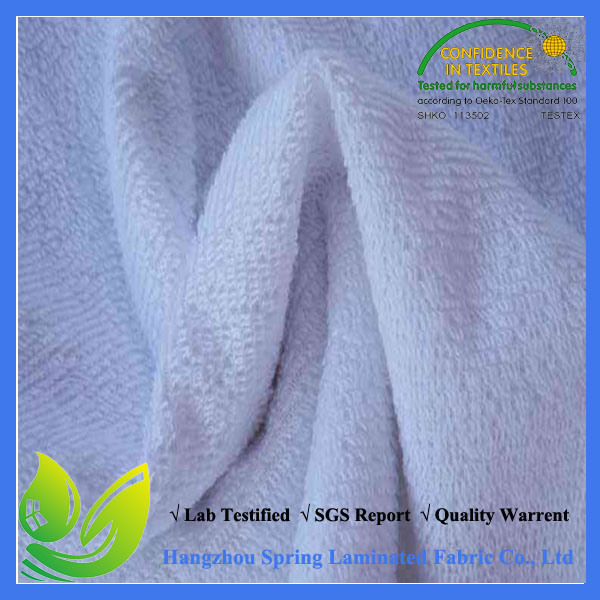 TPU Laminated Wholesale Light Yellow Stretch Terry Cloth Fabric