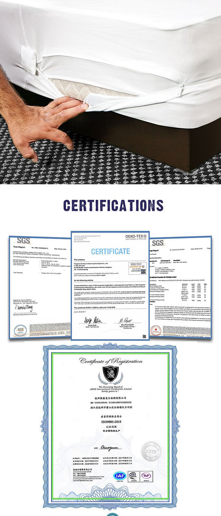  Factory Wholesale Bed Bug Waterproof Mattress Encasement