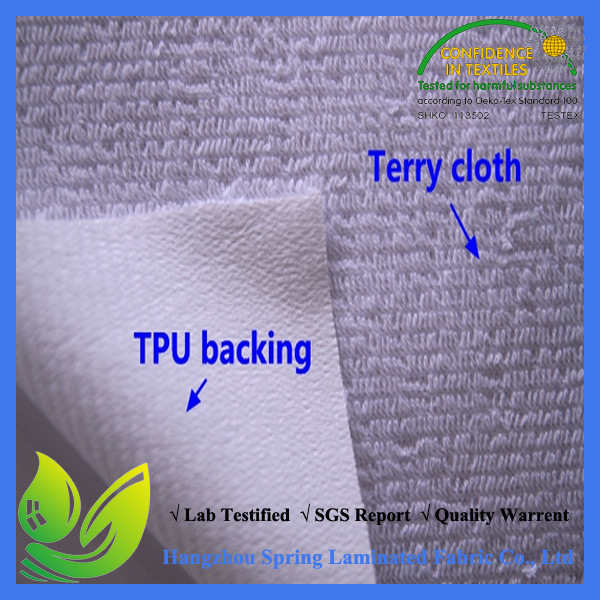 Waterproof Mattress Cover Fabric 100% Polyester PU White
