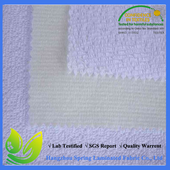 White Color PU Coated Waterproof Knitted Mattress Terry Fabric