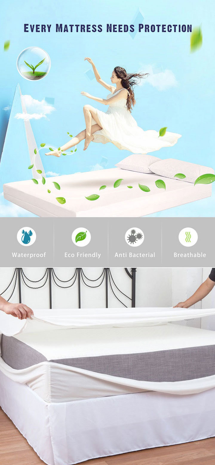 Queen Mattress Protector Bedbug Waterproof Zippered Encasement