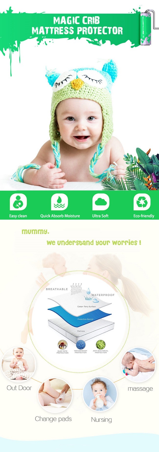 Standard Crib Mattress and Machine Washable Crib Mattress Protector