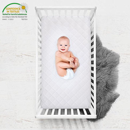 Premium Hypoallergenic Breathable Ultra Absorbent Fitted Sheet Style Crib Mattress Pad Cover