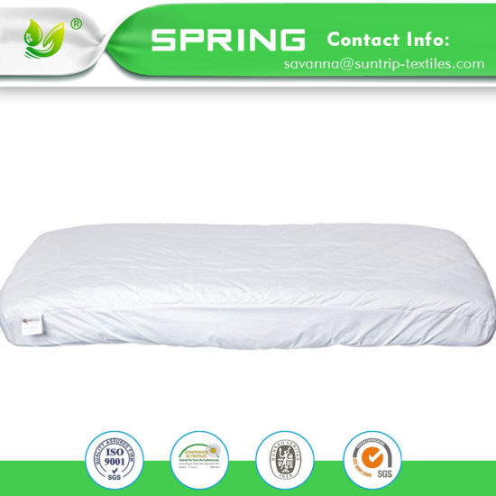 Waterproof Crib Mattress Cover- Quilted Ultra Soft White Bamboo Terry Mattress Protector